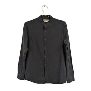 Zara‎ Men's Jacquard Textured Shirt Regular Fit Button Front Navy Blue Small